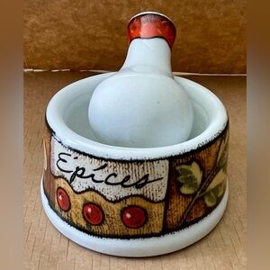 Porcelain Joie Mortar and Pestle Set for Spices Grinding